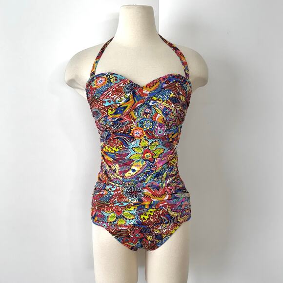 Bleu Rod Beattie 2Pc Twisted Tankini Swim Top and Bottom Multicolor Paisley 6 - Picture 2 of 11
